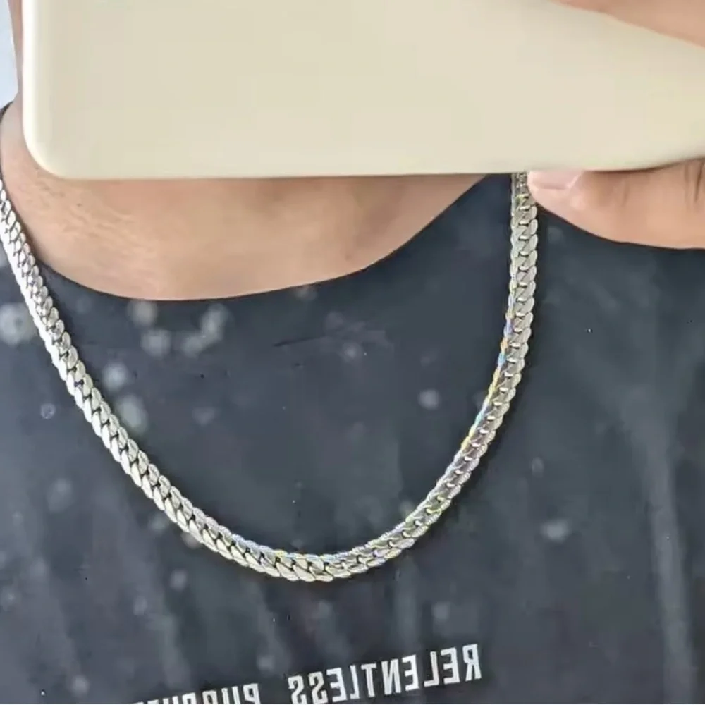 Men’s Women’s Silver Plated 5mm Chain Necklace 19”